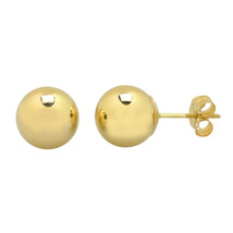 14k Yellow Gold Round Ball Stud Earrings Special Wing Nut Screwback High Polish - £19.92 GBP+