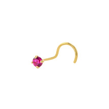 22G Nose Stud 14k Yellow Gold 3mm Red CZ Nose Pin Flat Setting - £12.78 GBP