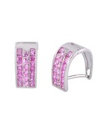 Leverback Earrings 3 Row CZ Cubic Zirconia Sterling Silver 10 colors - £14.56 GBP