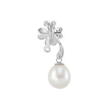 White Pearl Flower Pendant .925 Sterling Silver Genuine Freshwater - £18.43 GBP