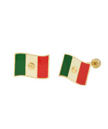 10k Yellow Gold Mexican Flag Screwback Stud Earrings Hand Painted 7mm x ... - $23.14