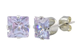 Lavender CZ Stud Earrings June Birthstone Prong Sterling Silver Cubic Zi... - £3.42 GBP