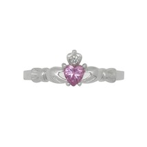 Sterling Silver Pink Cubic Zirconia Claddagh CZ Band Ring size 3 4 5 6 7... - $11.37