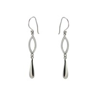 925 Sterling Silver Dangle Earrings High Polish Shiny Teardrop with Oval Design - £19.17 GBP