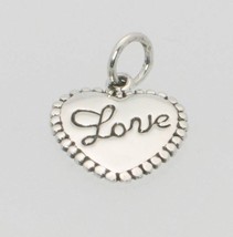 Small Heart Peart with Cursive Love Inscribed .925 Sterling Silver - £9.98 GBP