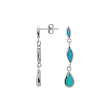 Sterling Silver Opal Triple Drop with Teardrop Dangle Earrings 35mm x 6mm - £24.54 GBP