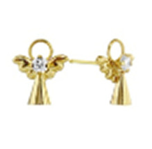 Angel Stud Earrings 10k Yellow Gold - Screw Backs - £25.57 GBP