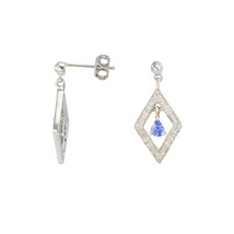 Diamond & Tanzanite Dangle Earrings (.03 cttw, I-J, I2-I3) 925 Sterling Silver - £63.94 GBP