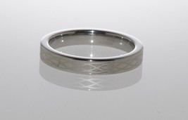 Tungsten Ring 4mm Band Flat Edge Laser Engraved Criss Cross Design - $23.99