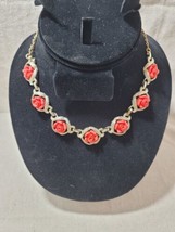 Vintage 1960&#39;s Lucite Sarah Coventry Necklace Roses Grannycore Original  - £11.93 GBP