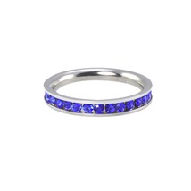 Eternity Ring Stainless Steel Blue CZ Ring 3mm Stackable Band Cubic Zirc... - $14.99