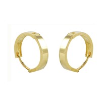 10k Yellow Gold Hoop Earrings 14mm Medium-Large Hinged Hoops - Flat Tube... - $76.79