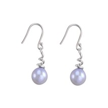 Sterling Silver Gray Freshwater Pearl Dangle Earrings Twisted Coil Shape... - £20.70 GBP