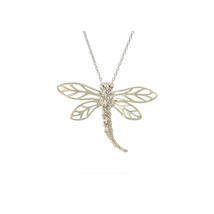 Sterling Silver Diamond Dragonfly Necklace, 18&quot; (.003 cttw, I-J, I2-I3) - £18.38 GBP