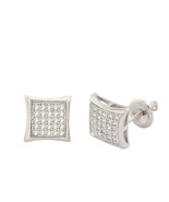 925 Sterling Silver Stud Screwback Earrings Clear Pave Cubic CZ 9mm Dome... - £18.57 GBP