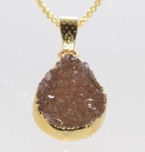 Druzy Necklace Copper Color Amethyst Sterling Silver 18k Gold Plated Han... - £35.76 GBP