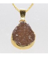 Druzy Necklace Copper Color Amethyst Sterling Silver 18k Gold Plated Han... - £35.10 GBP