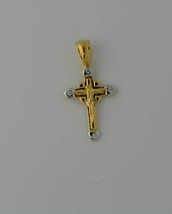 925 Sterling Silver Jesus Crucifix Two Tone Pendant with CZ 40mm x 21mm - £18.37 GBP