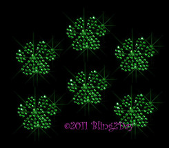 Lot of 6 (XS) GREEN Paw Print - Iron on Rhinestone Transfer Bling Hot Fix School - £7.98 GBP