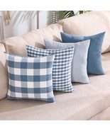 Gray Blue Light Blue Pillow Covers For Couches, Sofas, And Porch Chairs. - $39.97