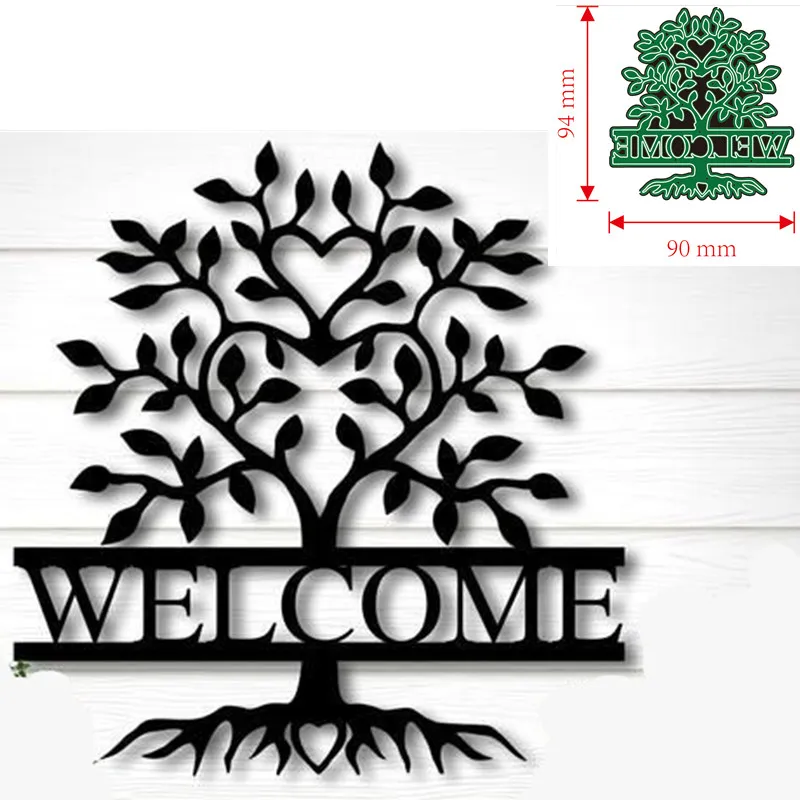 Welcome Heart Branch Tree Sign Metal Cutting Dies Scrapbooking Card Craft - $11.86