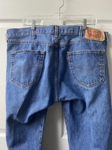 Levis 501 Button Fly Denim Jeans Mens 38 x 32 Medium Wash Red Tab Straig... - £20.20 GBP