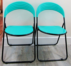 Matched Pair of Postmodern Italian Designer Studio GP Green Folding Chairs 1980s - £272.41 GBP