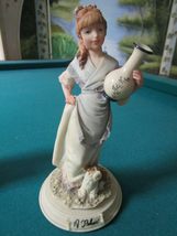 Alabaster Figurines Auro Belcari Italy JAR Lady, Flower Lady, Doves in L... - $123.47