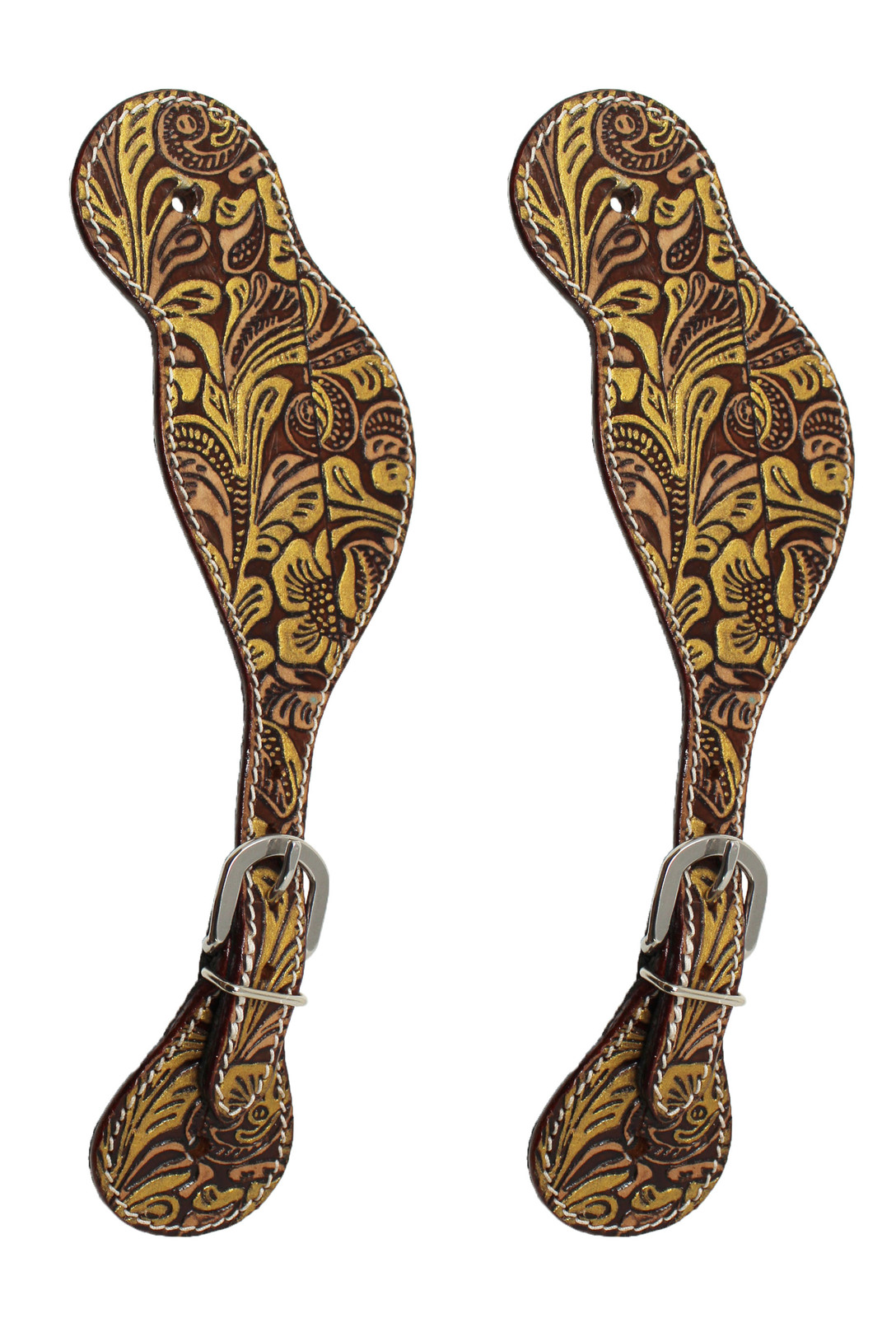 Horse Western Cowboy Boot Leather Antique Floral Tooled Spur Straps 74Sp... - $21.77+