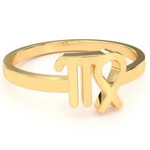Virgo Zodiac Sign Ring In Solid 14k Yellow Gold - £159.04 GBP