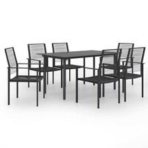  Dining Set Black Glass, Powder-Coated Steel, PVC Rattan 7-piece set - $15,370.99 MXN