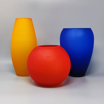 1960s Gorgeous Set of 3 Vases  in Murano Glass, Made in Italy - $430.00