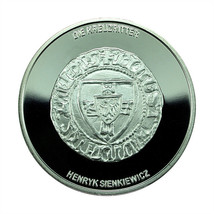 Germany Medal of Medieval Schilling 40mm Henryk Sienkiewicz Silver Plated 02135 - £25.11 GBP
