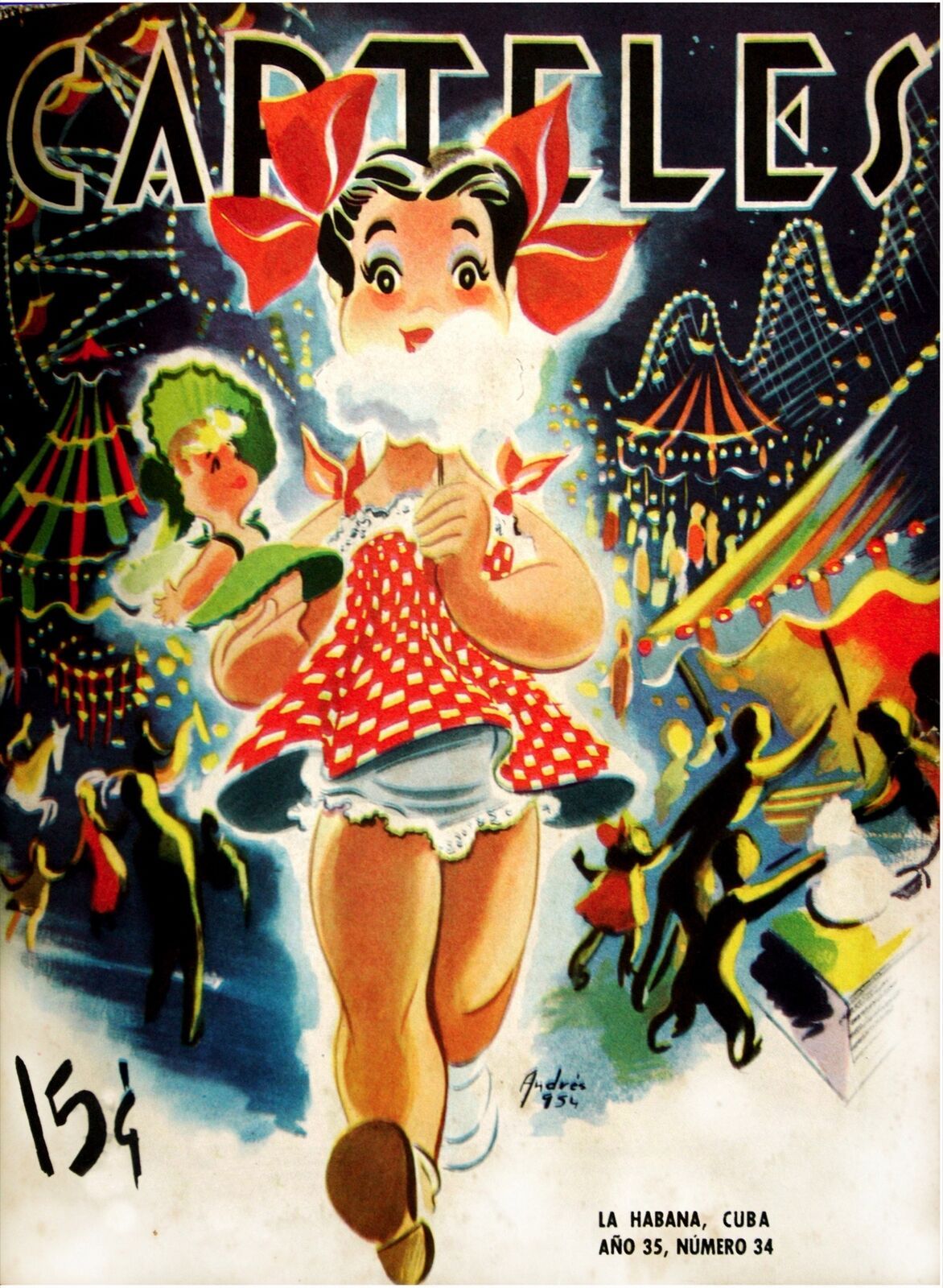 182.Decoration design Poster&quot;Girl w/Doll eating Cotton Candy&quot; Fair.Decor - $16.20+