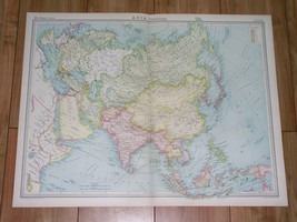 1922 Map Of Asia China Japan Korea India Saudi Arabia Indonesia Singapore Russia - £21.98 GBP