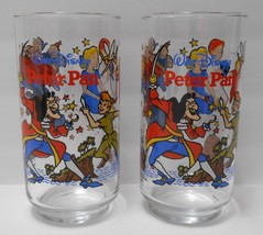 PETER PAN Walt Disney vintage McDonald&#39;s lot of 2 Drink Glasses Coca Cola  - £35.73 GBP