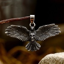 Stainless Steel Skull Eagle Pendant Necklace Men&#39;s Punk Jewelry Chain 24&quot; Gift - £19.19 GBP