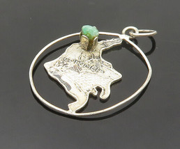 925 Sterling Silver - Vintage Turquoise Map Of Colombia Pendant - PT15933 - £25.21 GBP