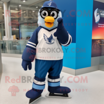 Navy Pair Of Ice Skates mascot costume character dressed with a Dress Pants and  - £1,058.33 GBP