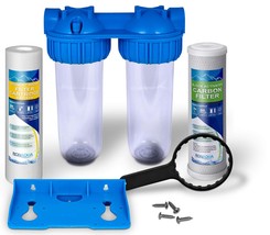 Dual Whole House Water Filter System,, Carbon Block And Sediment Filters - £46.68 GBP