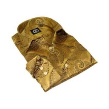 Men's Silky Paisley Floral Shirt By JT Milano AVM Turkey Slim Fit 6000-22 Gold image 2