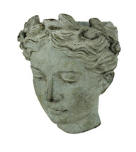 Distressed Cement Classic Greek Lady Head Indoor Outdoor Wall Mounted Planter - £35.02 GBP