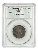 1861 25C PCGS MS64 ex: D.L. Hansen - £950.90 GBP