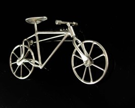 Bicycle sterling brooch wheels really move silver LARGE bike vintage gif... - $175.00