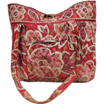 Vera Bradley Quilted Tote Bag Womens Pink Multi Floral Cotton Double Handle - £15.08 GBP