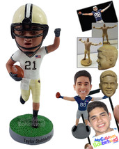 Personalized Bobblehead Football player champ running with his ball on the side  - £72.74 GBP