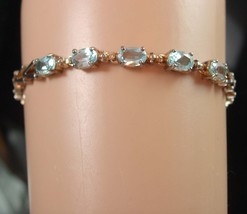 Stunning Blue topaz sterling bracelet sweetheart 18th 65th anniversary gift Dece - £58.85 GBP