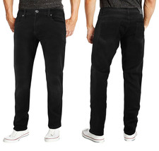 Men&#39;s Black Cotton Blend Denim Premium Quality Slim Fit Casual Jean Pants - £31.04 GBP