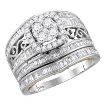 14kt Two-tone Gold Round Diamond Bridal Wedding Engagement Ring Set 1-3/8 Ctw - £1,446.89 GBP