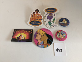 Lot of 6 Promo Disney Movie Pinback Buttons - Aladin, Hercules, Pocahontas - $10.85